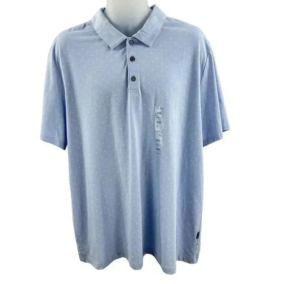 Perry Ellis Mens Short Sleeve Polo Shirt XXL Blue Arrow Print Pima Cotton New - Picture 1 of 11